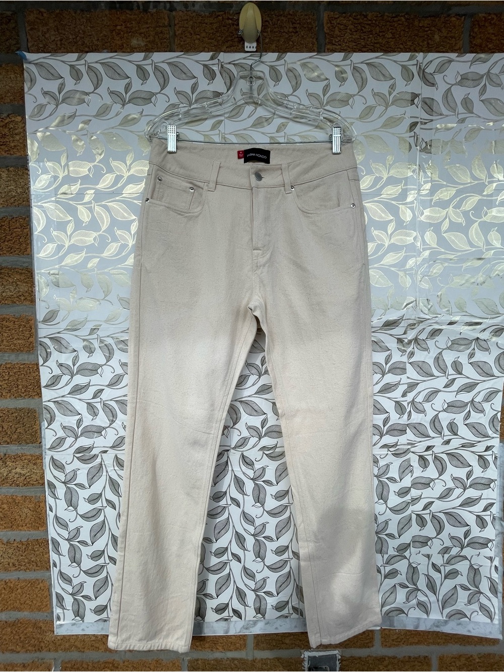 Misha Nonoo Cream Button Fly Pants Size M Quiet Luxury Minimalist Trousers